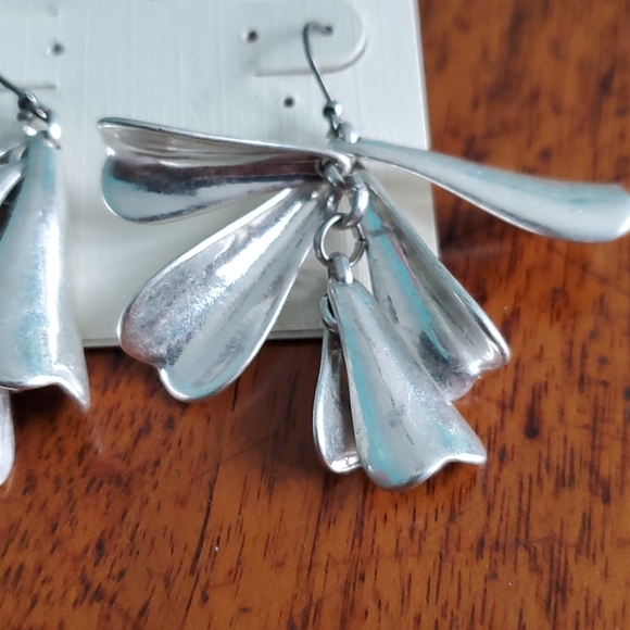 Lucky Brand Silvertone Petal Drop Earrings - Picture 4 of 7